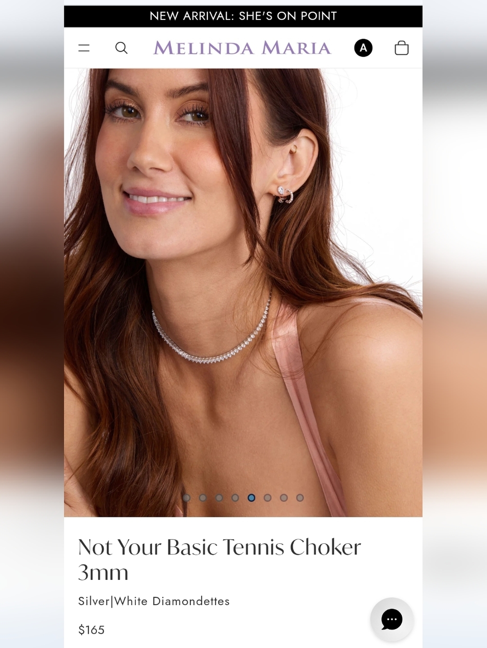 Melinda Maria Silver White Tennis Choker